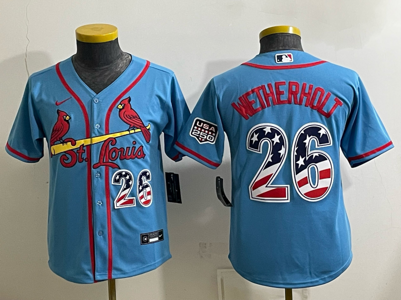 Youth 2026 St.Louis Cardinals #26 Wetherholt blue Nike MLB Jersey 0903004->->